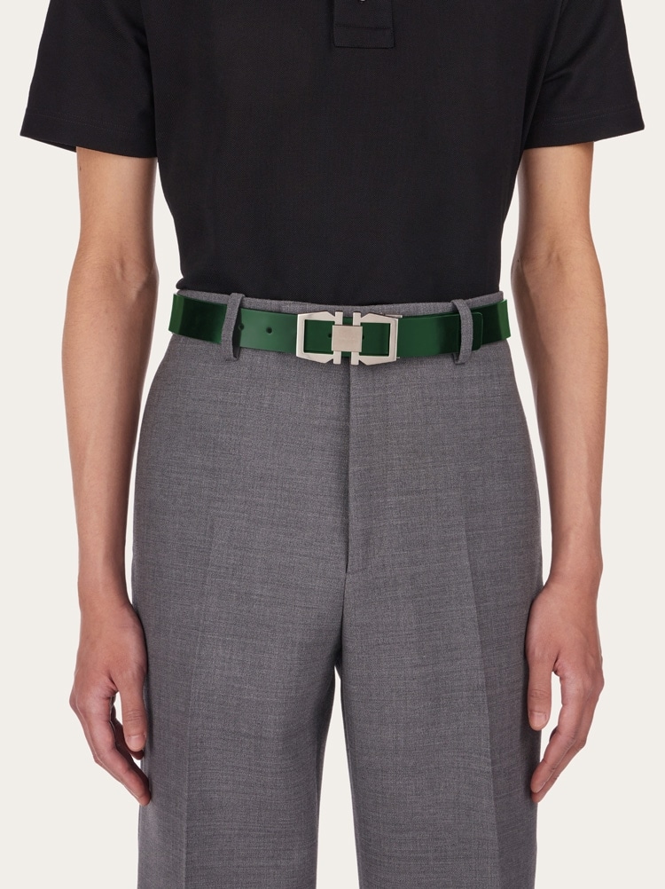 Reversible and adjustable Gancini belt Gallery image 4