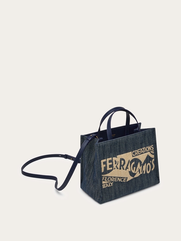 Salvatore Ferragamo トートバッグ 黒(総柄) 4502625Y0006 Salvatore Ferragamo - Logo-Embossed Leather Tote Bag