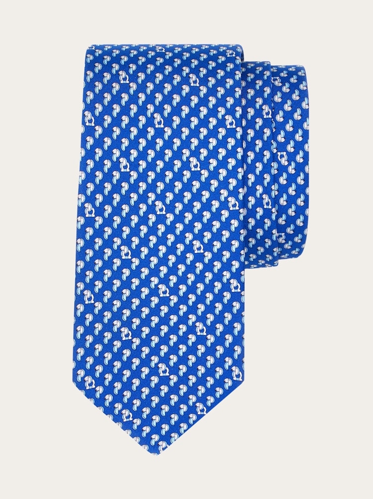 Parrot print silk tie Gallery image 1
