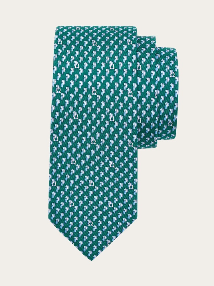 Parrot print silk tie Gallery image 1