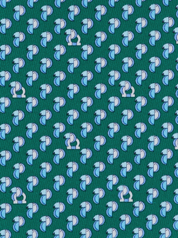 Parrot print silk tie Gallery image 2