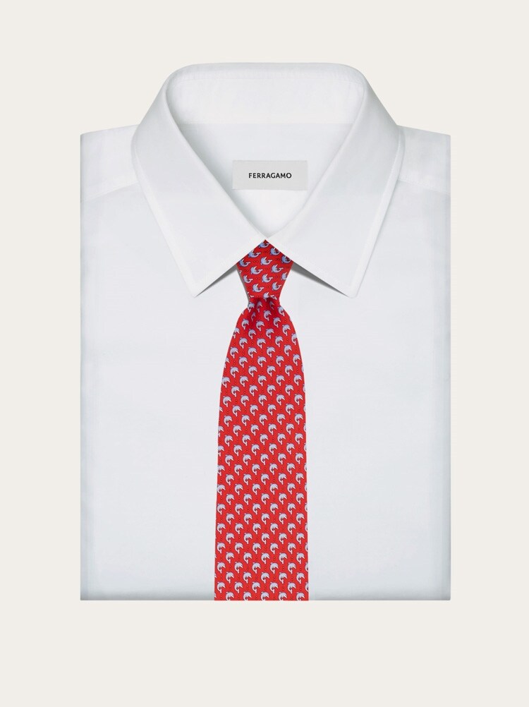 Dolphin print silk tie Gallery image 4