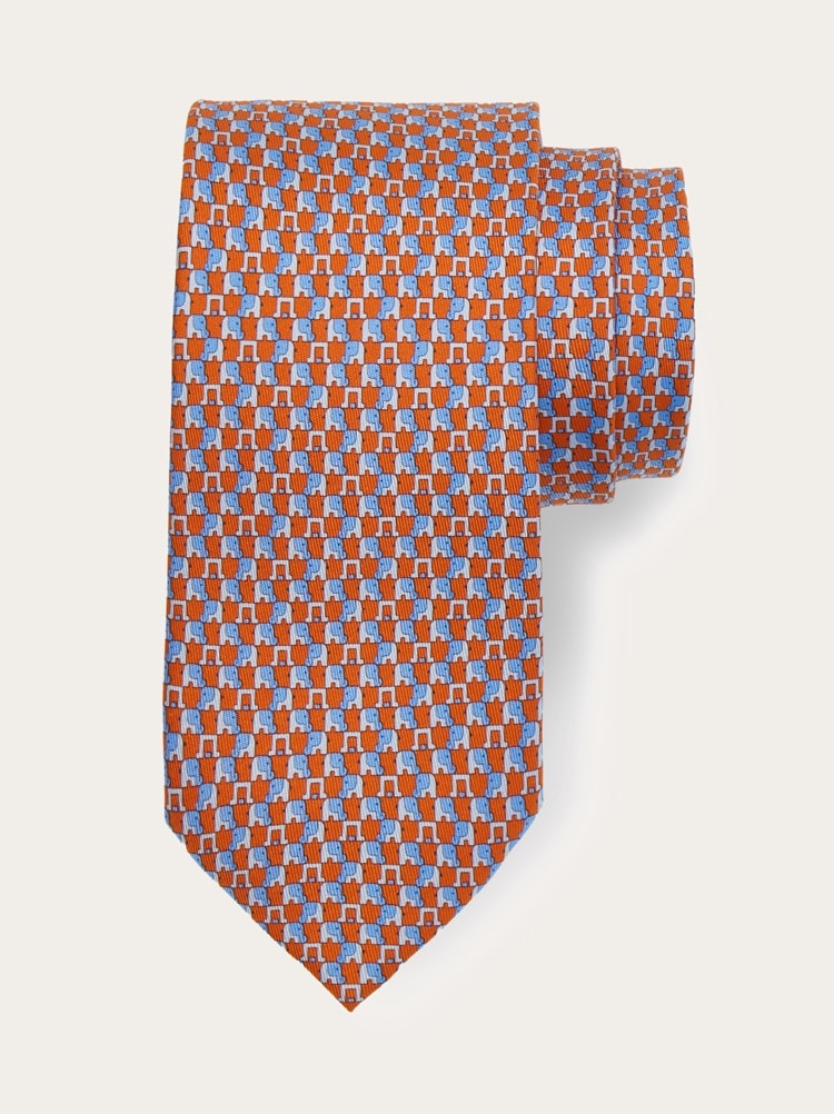 Elephant print silk tie Gallery image 1