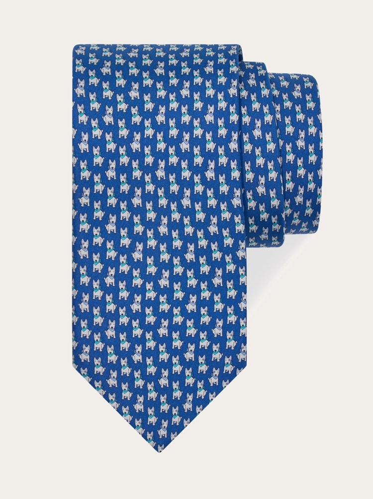 Terrier print silk tie Gallery image 1