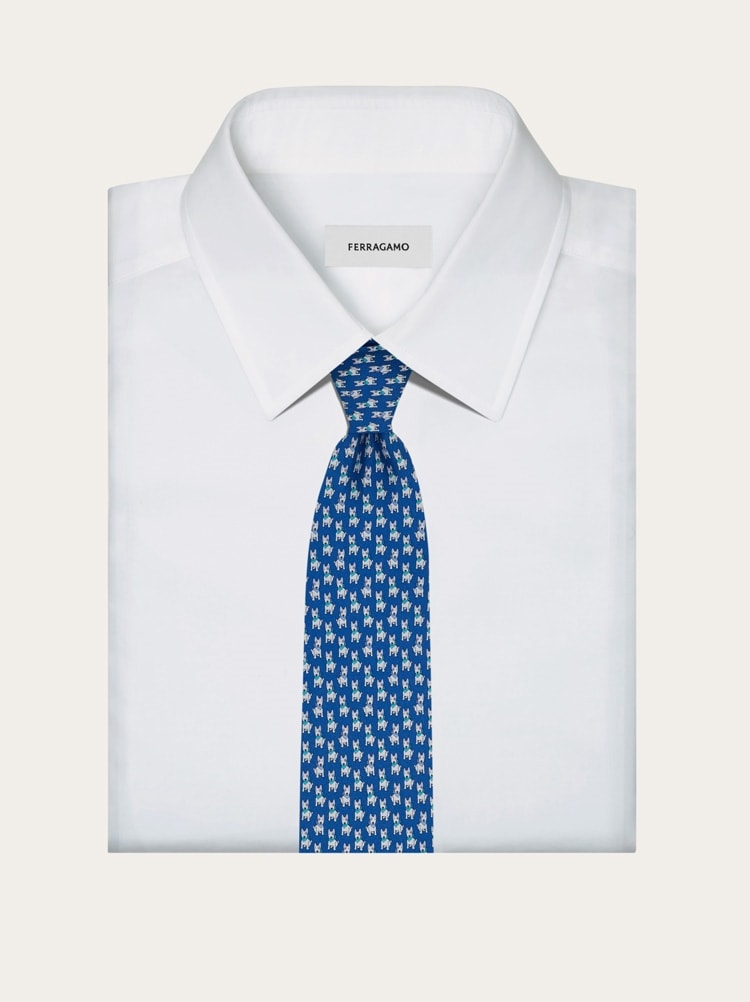 Terrier print silk tie Gallery image 4