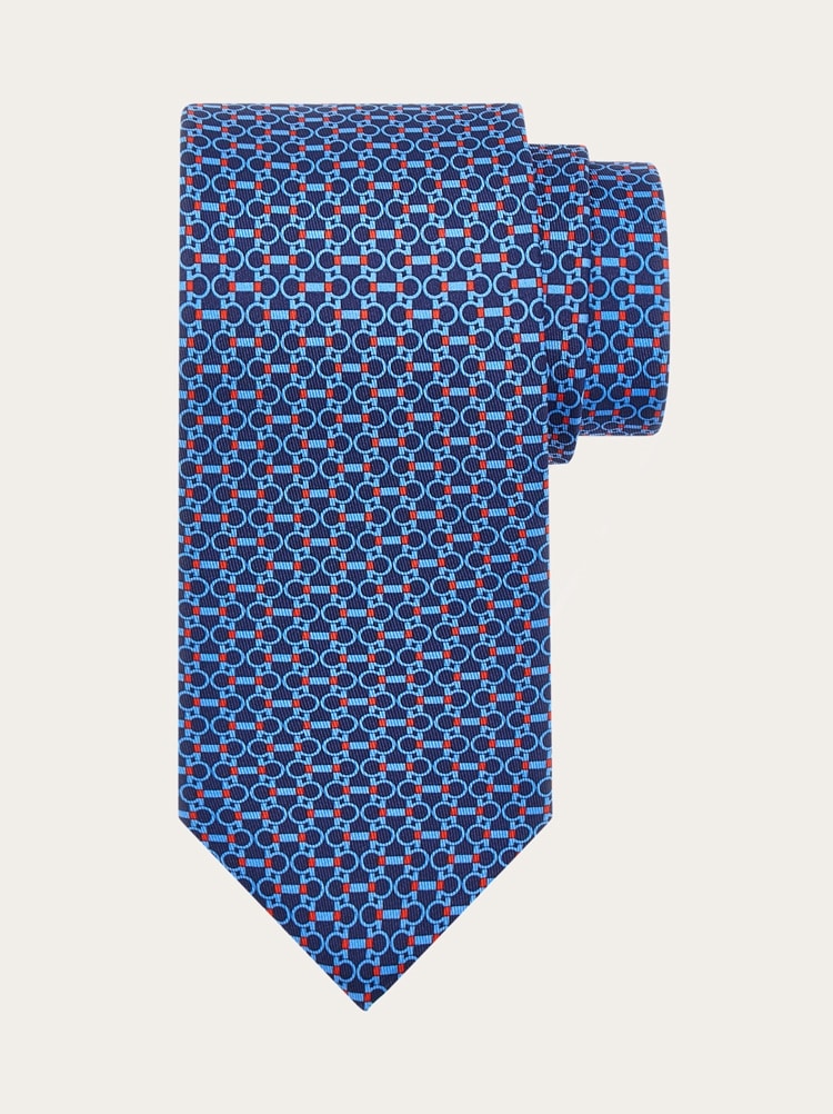 Gancini horsebit print silk tie Gallery image 1