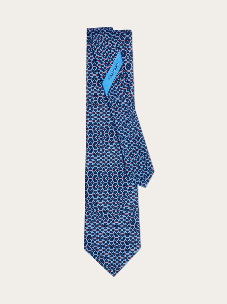 Gancini horsebit print silk tie Gallery image 3