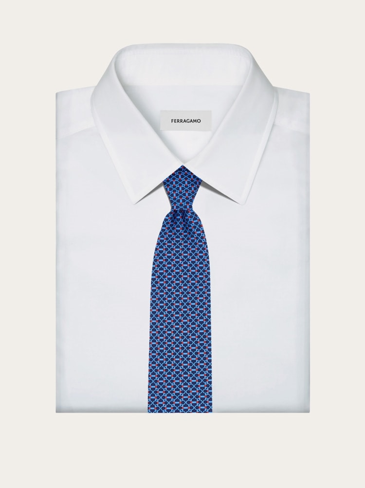 Gancini horsebit print silk tie Gallery image 4