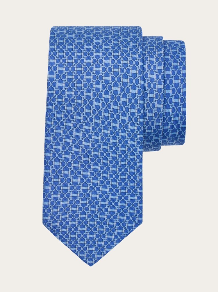 Gancini horsebit print silk tie Gallery image 1