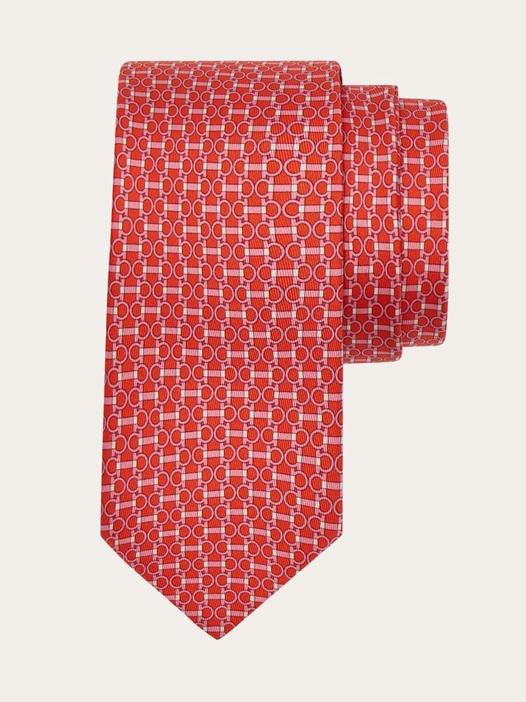 Gancini horsebit print silk tie Gallery image 1
