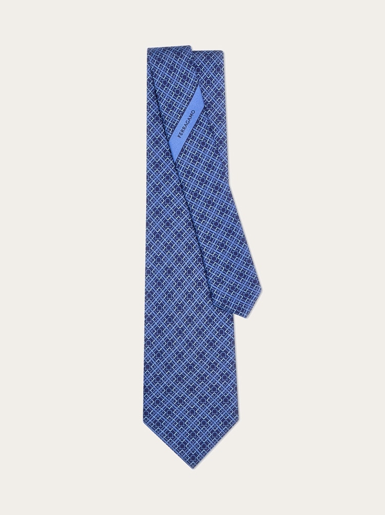 Check Gancini print silk tie Gallery image 3