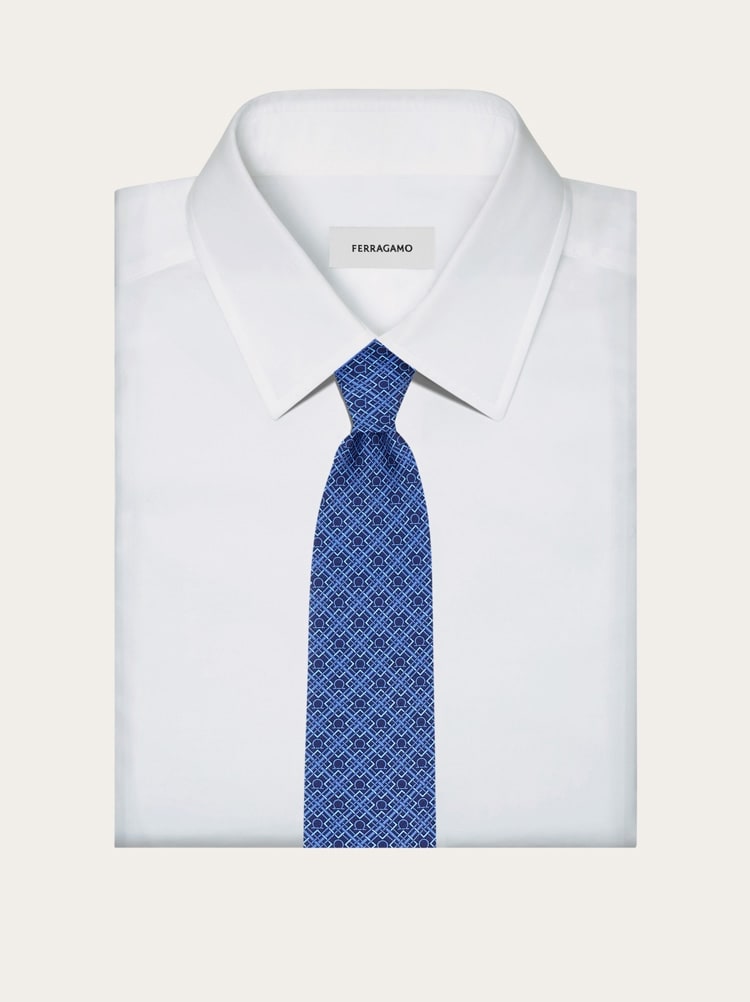 Check Gancini print silk tie Gallery image 4