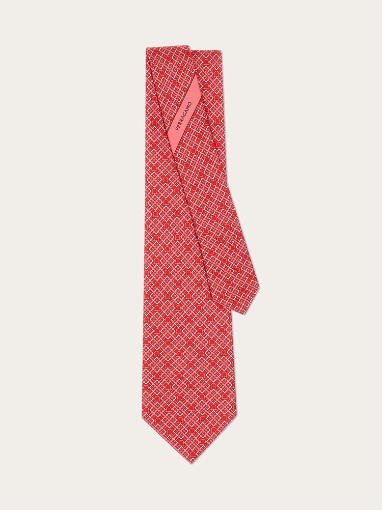 Check Gancini print silk tie Gallery image 3