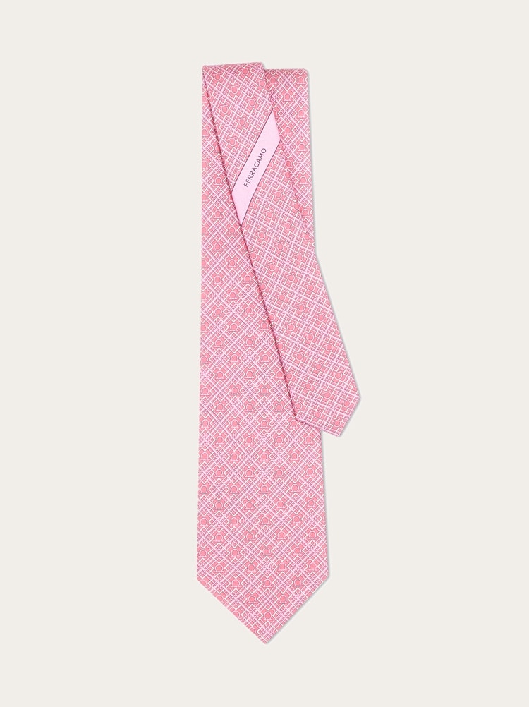 Check Gancini print silk tie Gallery image 3