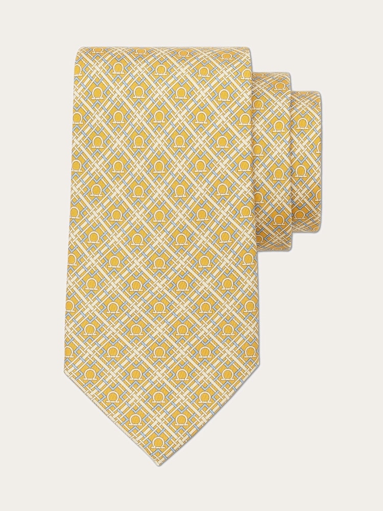 Check Gancini print silk tie Gallery image 1