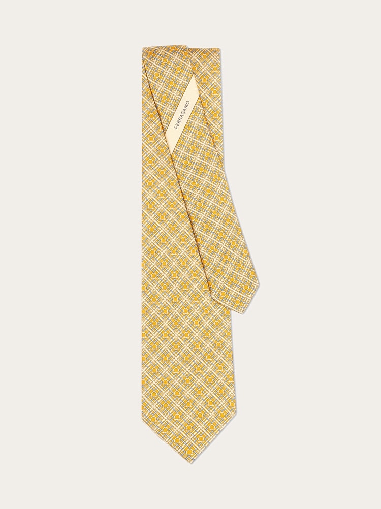 Check Gancini print silk tie Gallery image 3