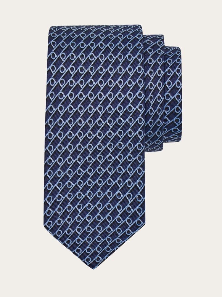 Gancini print silk tie Gallery image 1