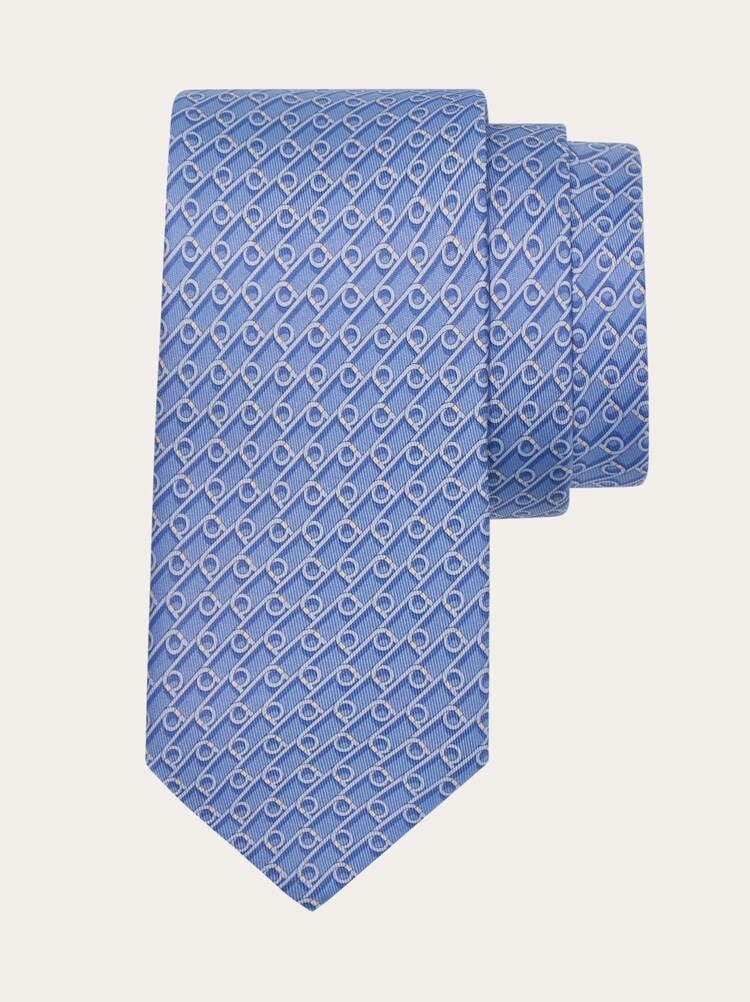 Gancini print silk tie Gallery image 1