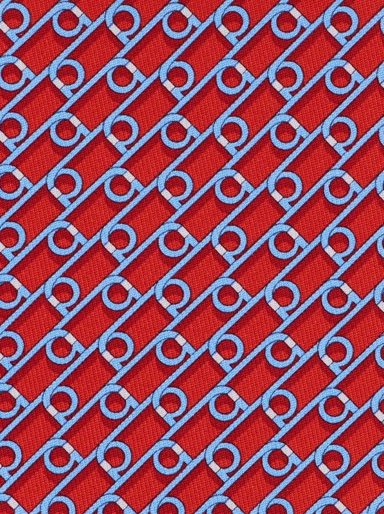Gancini print silk tie Gallery image 2