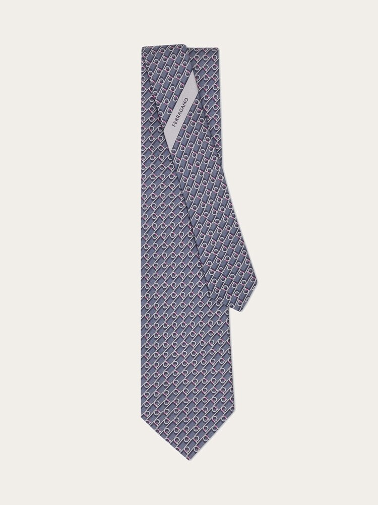 Gancini print silk tie Gallery image 3