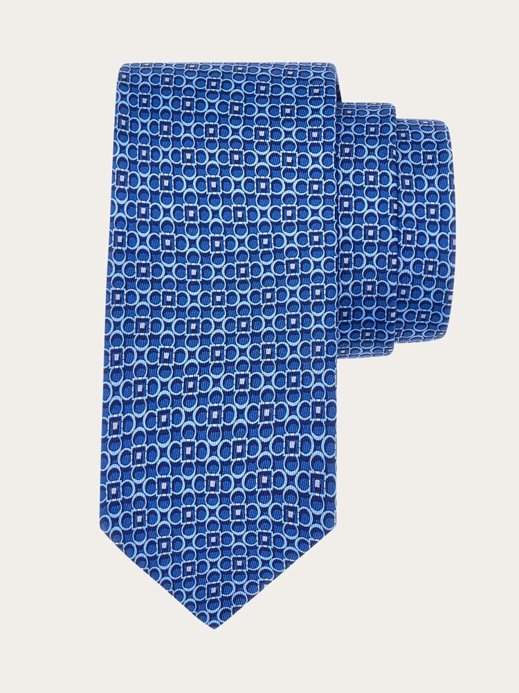 Gancini print silk tie Gallery image 1