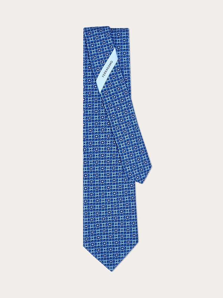 Gancini print silk tie Gallery image 3