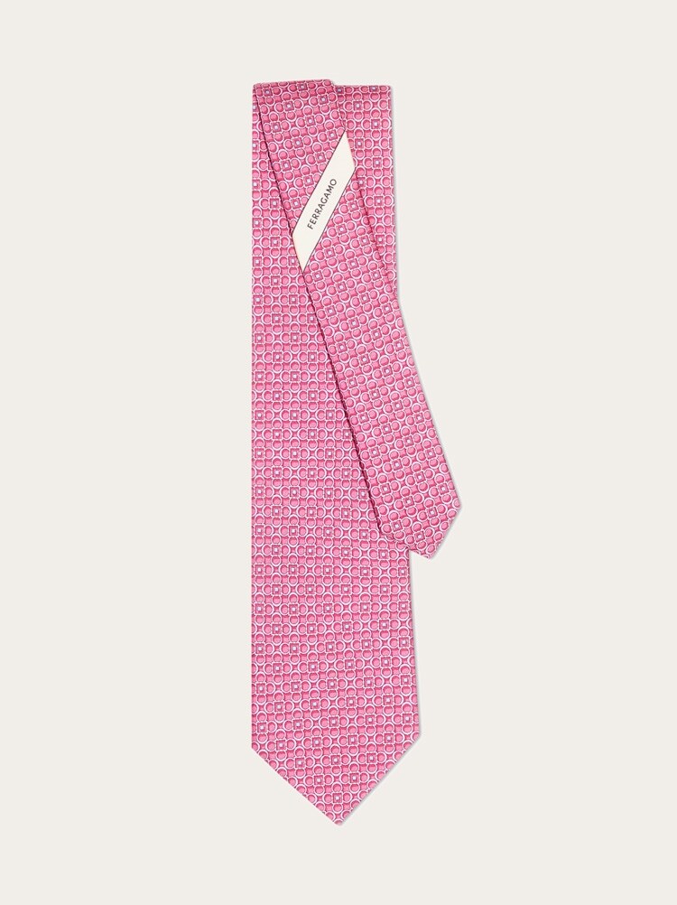 Gancini print silk tie Gallery image 3