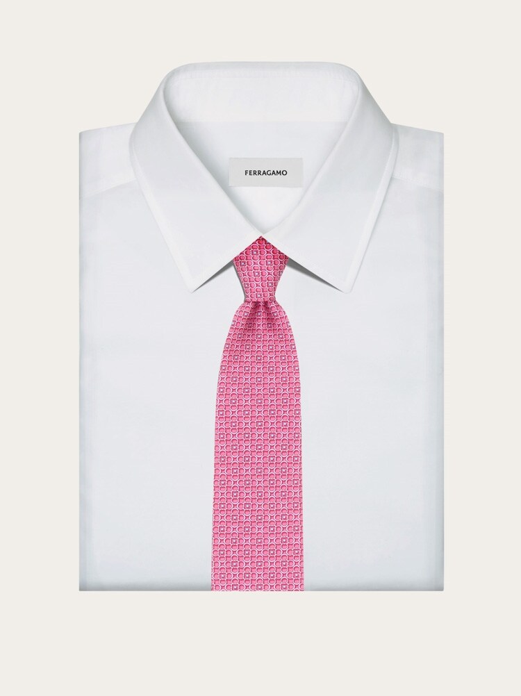 Gancini print silk tie Gallery image 4