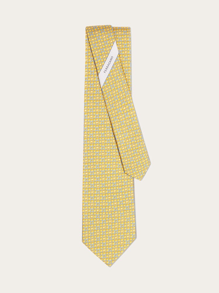 Gancini print silk tie Gallery image 3