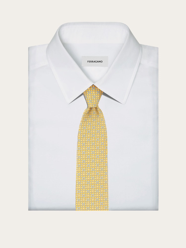 Gancini print silk tie Gallery image 4