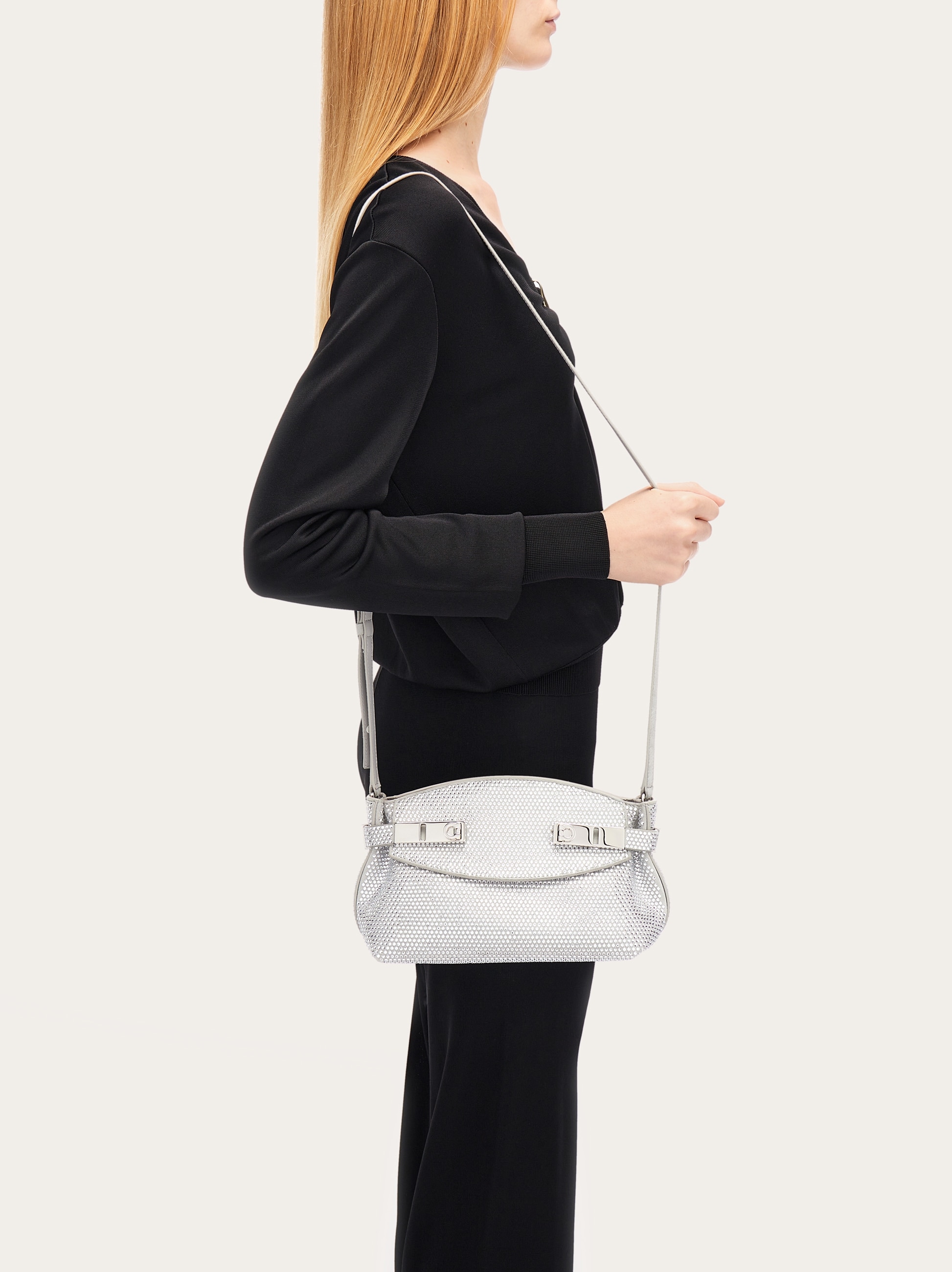 Hug soft crossbody bag with crystals (XS) - Women | Ferragamo
