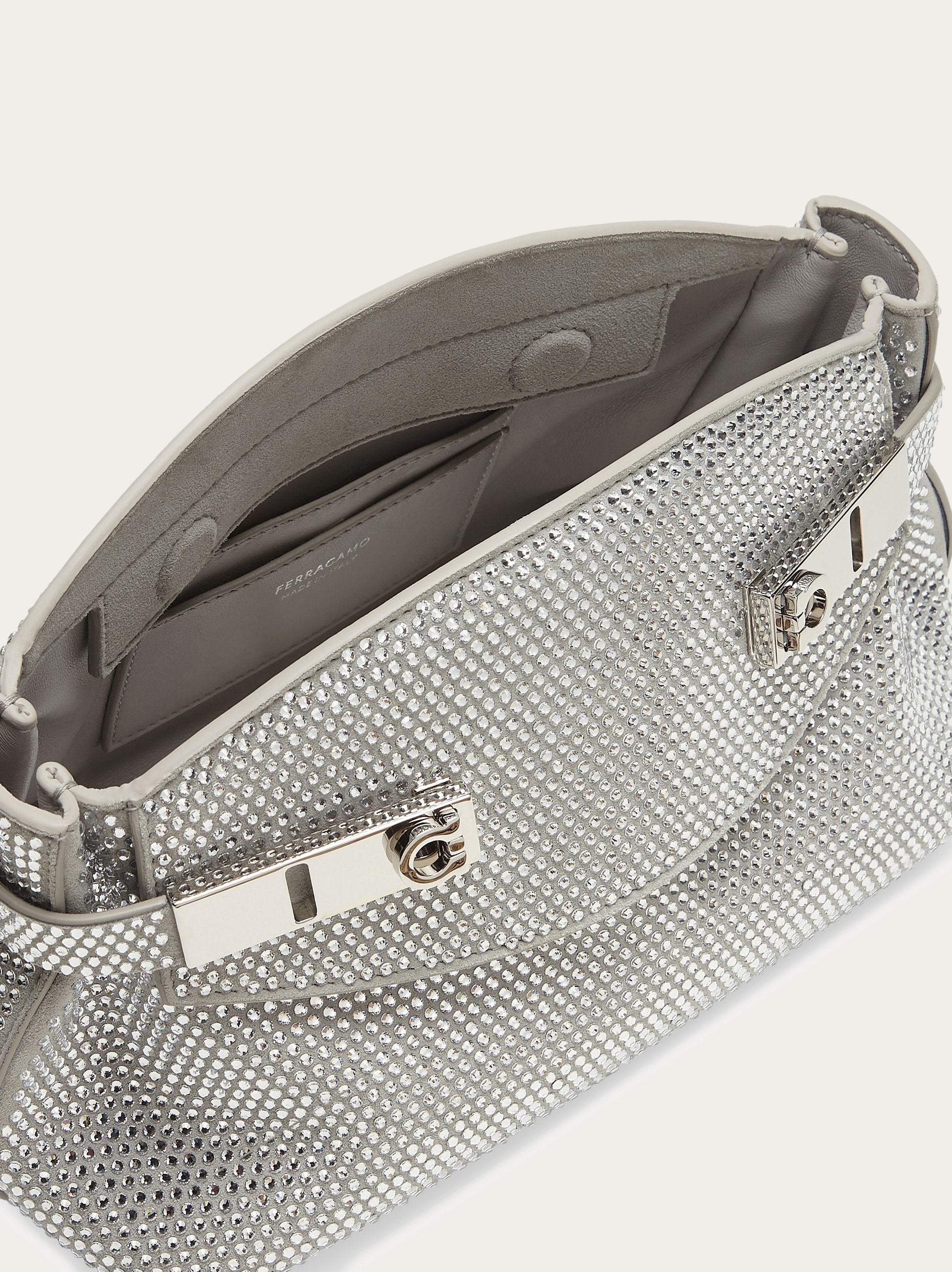 Hug soft crossbody bag with crystals (XS) - Women | Ferragamo