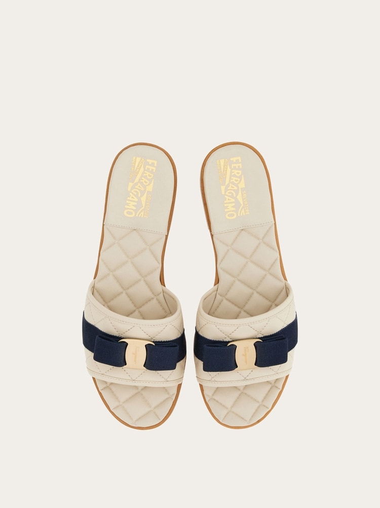 Quilted slide with Vara bow - Women | Ferragamo