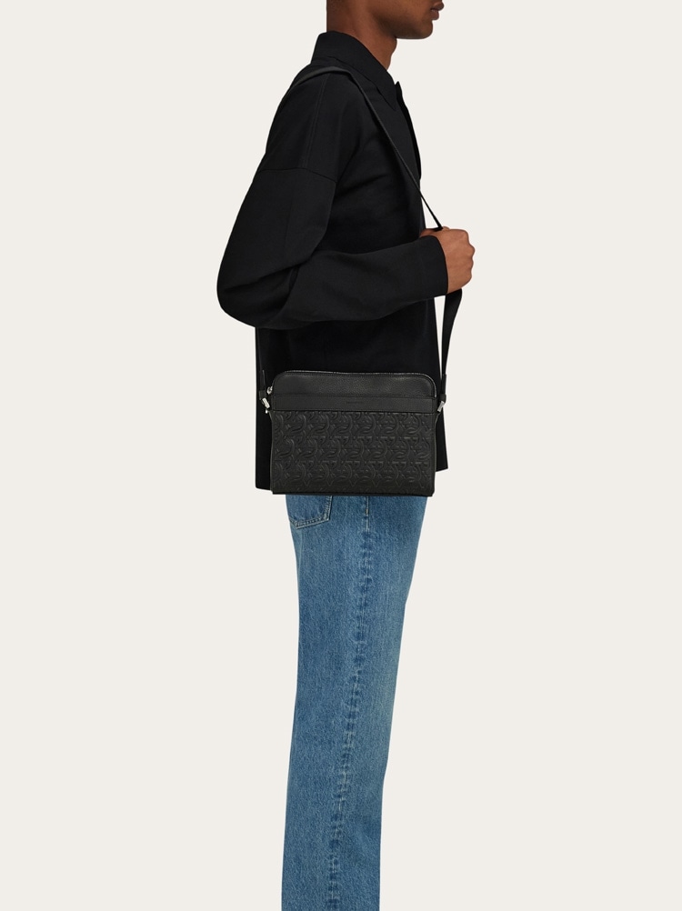 Embossed Gancini crossbody bag Gallery image 2