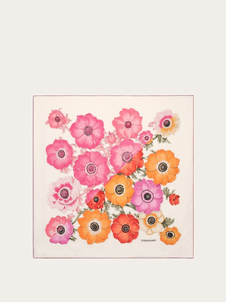 Pañuelo de seda estampado Anémonas Gallery image 1