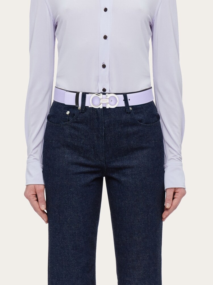 Reversible and adjustable Gancini belt Gallery image 3