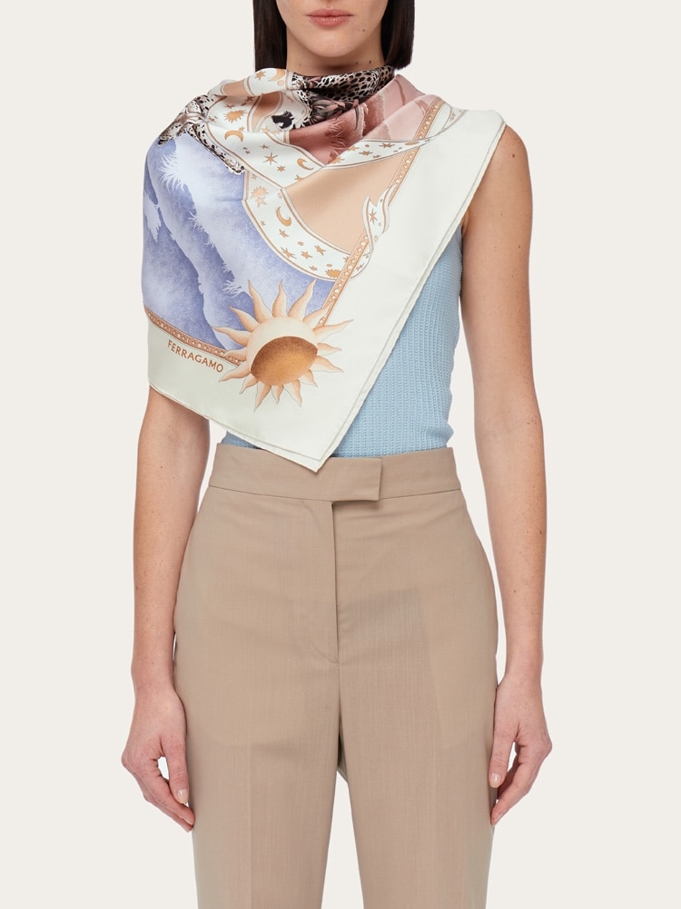 Day & Night print silk foulard - Women | Ferragamo