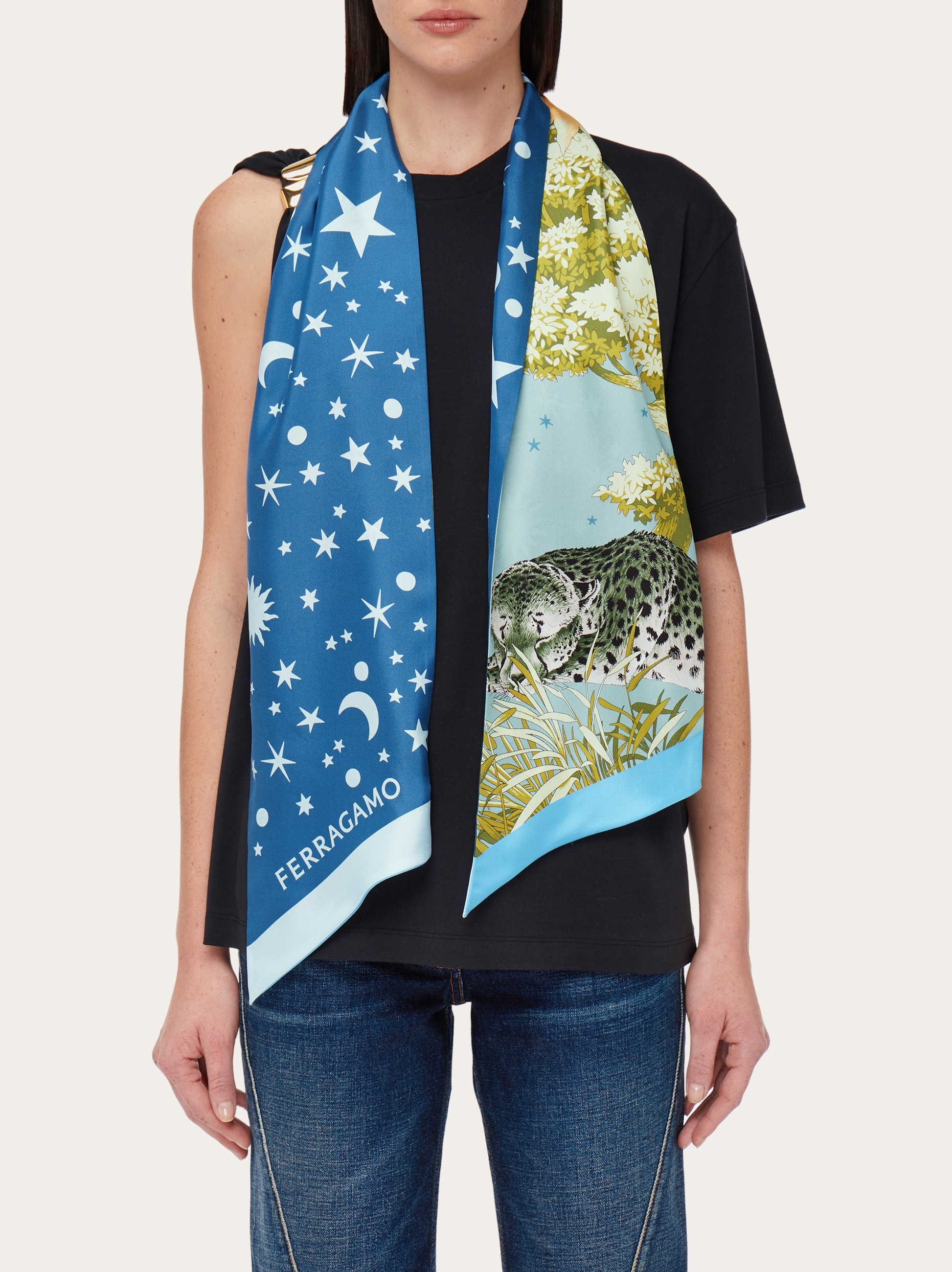 Day & Night print silk bandeau - Women | Ferragamo