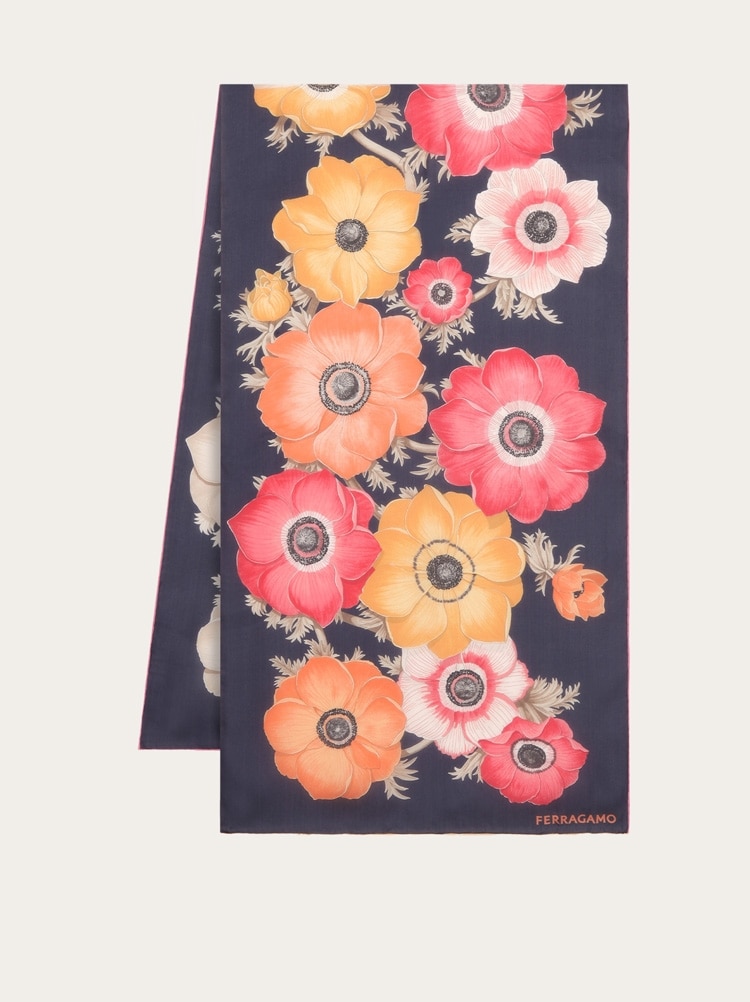 Anemone print silk scarf Gallery image 1