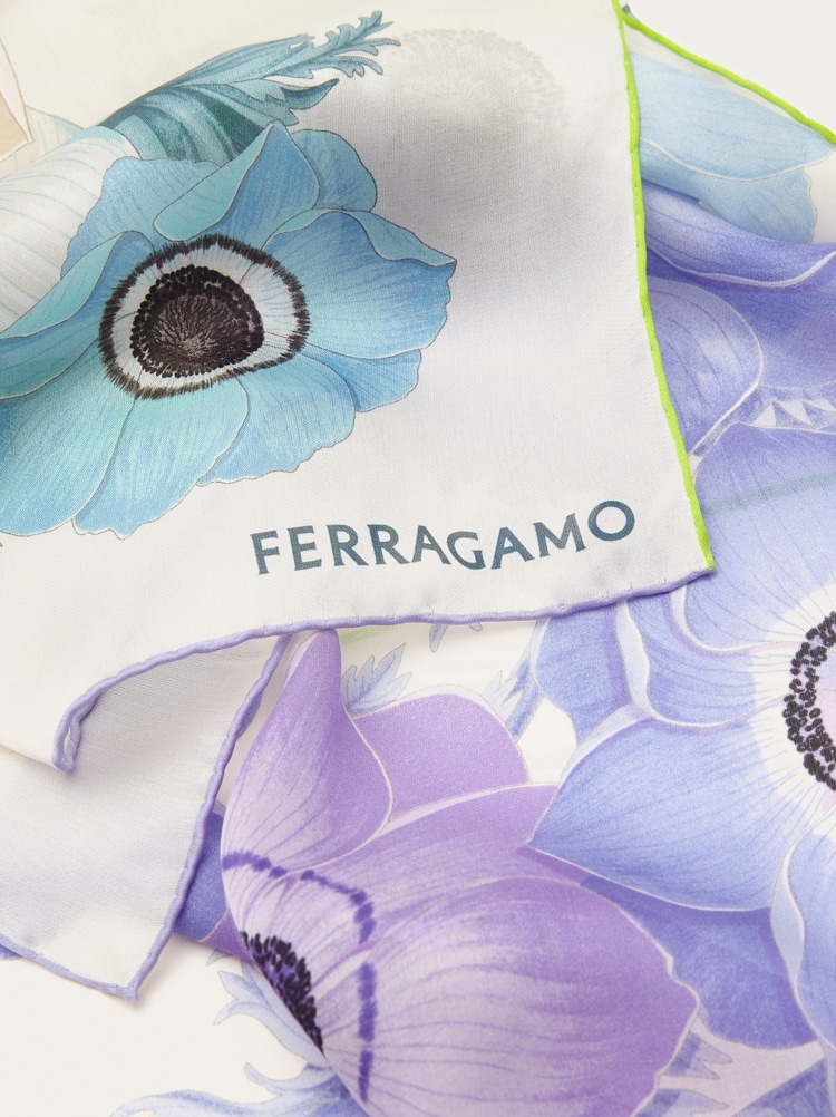 Anemone print silk scarf Gallery image 2