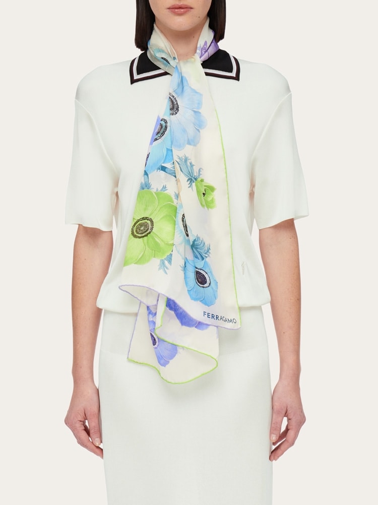 Anemone print silk scarf Gallery image 3