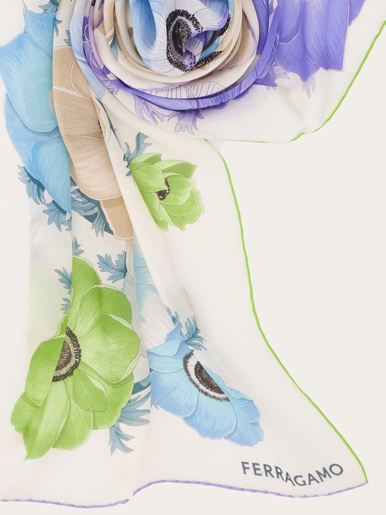 Anemone print silk scarf Gallery image 5