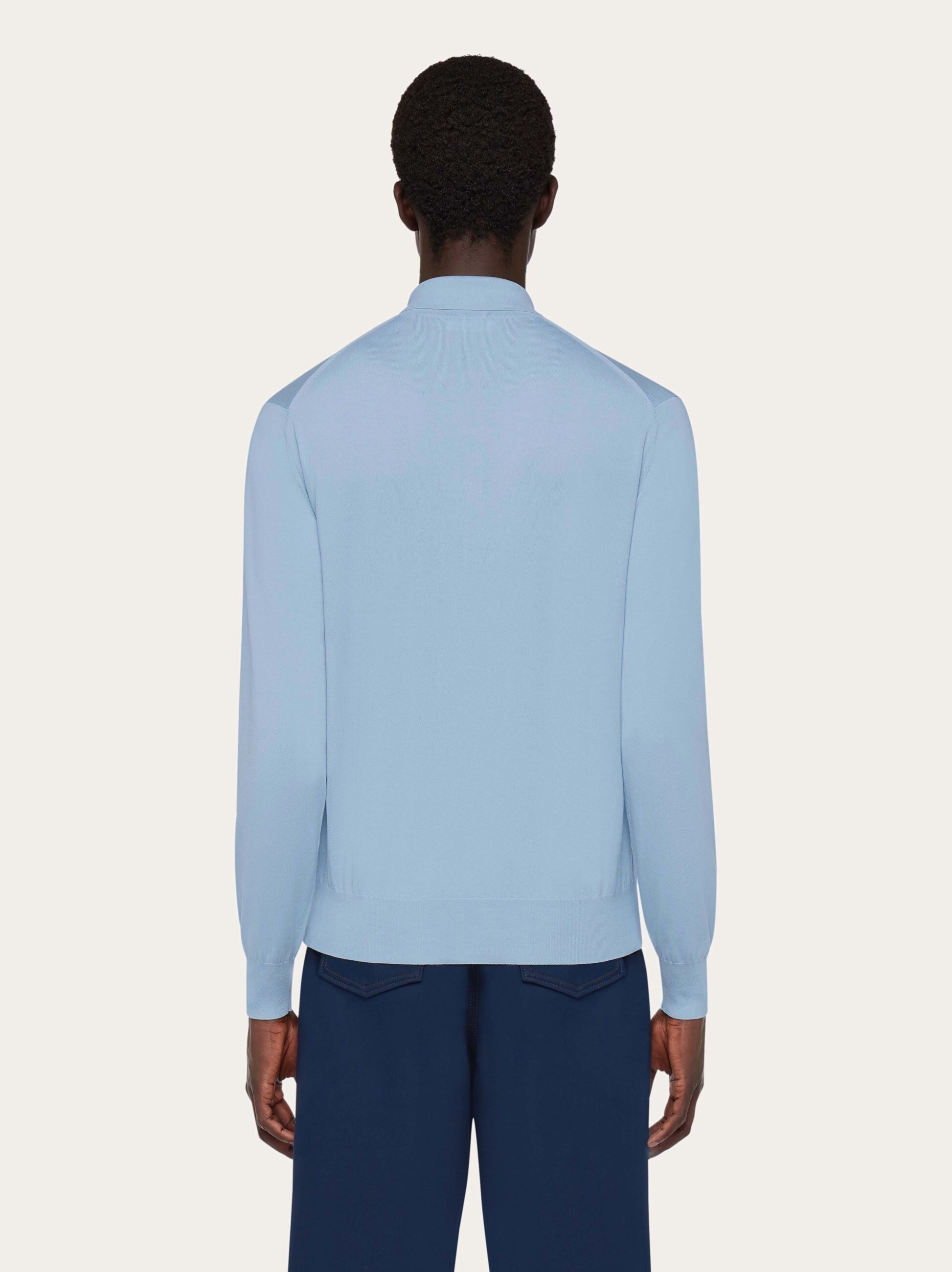 Long sleeved silk blend polo shirt - Ready to Wear - Men