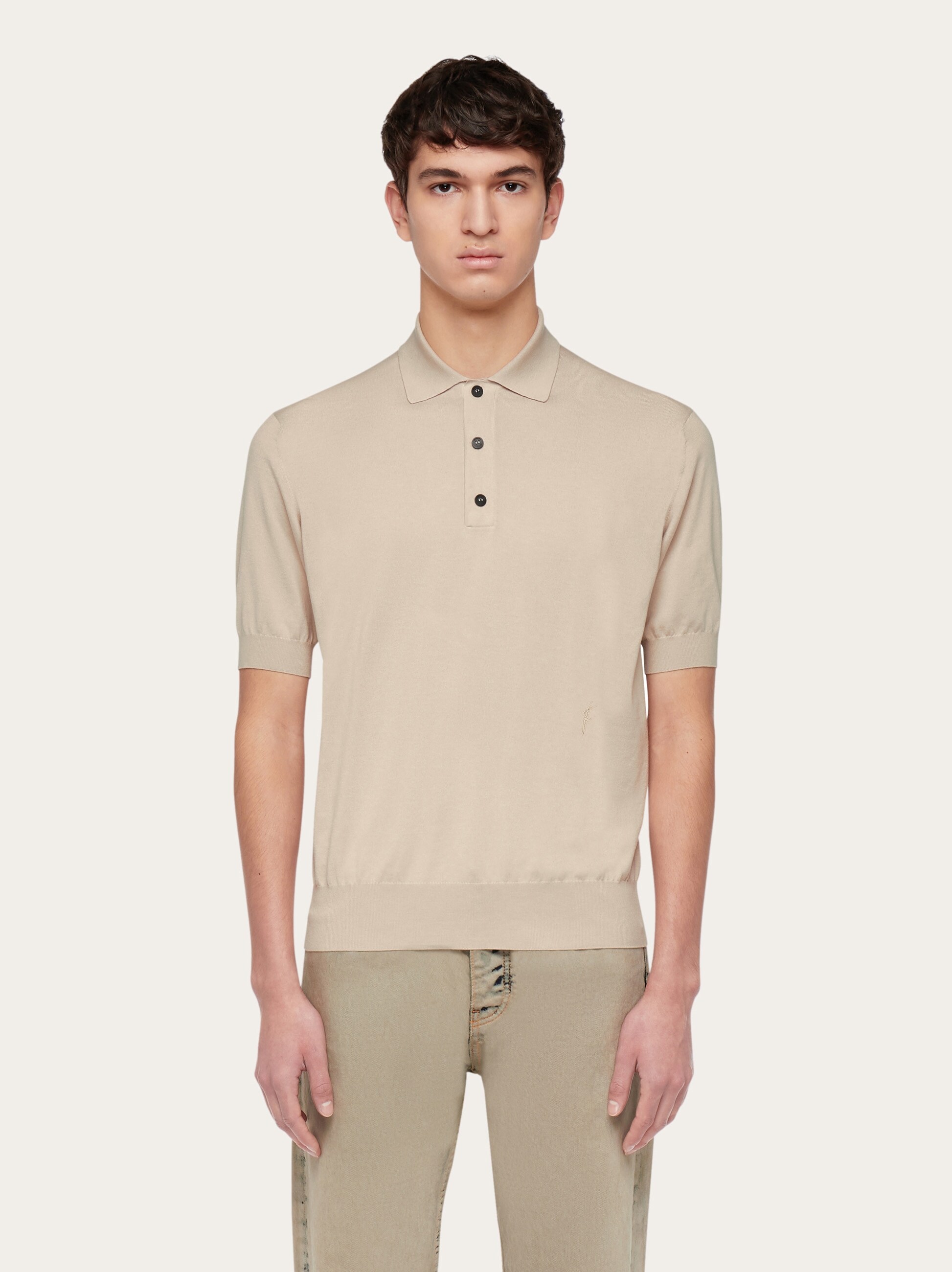 Short sleeved silk blend polo shirt - Ready to Wear - Men  
