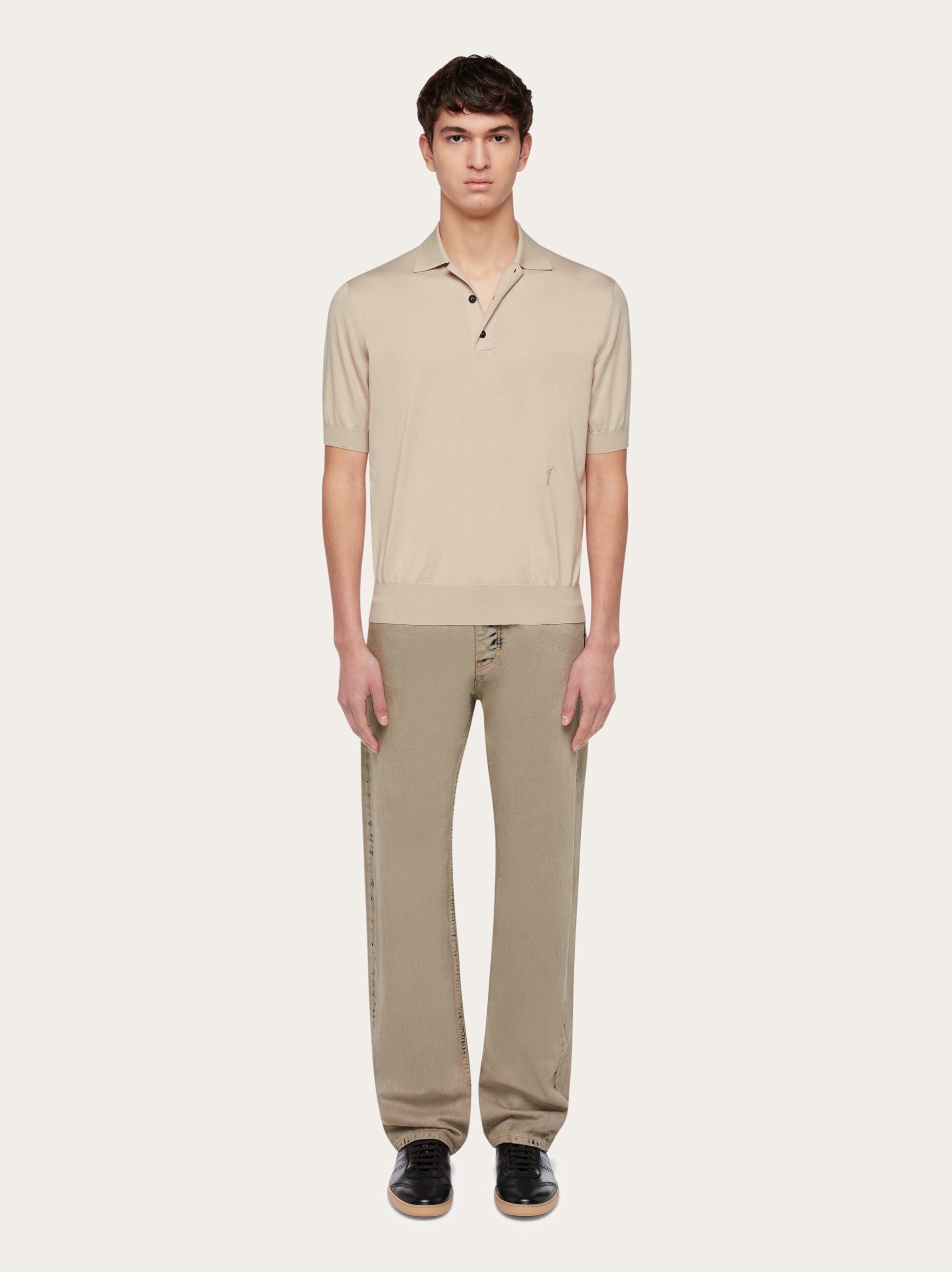 Short sleeved silk blend polo shirt - Ready to Wear - Men  