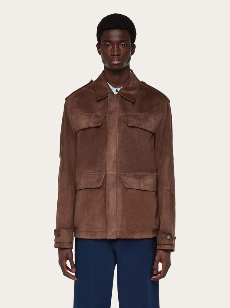 [Salvatore Ferragamo]サハラジャケット Suede Saharan jacket - Men | Ferragamo