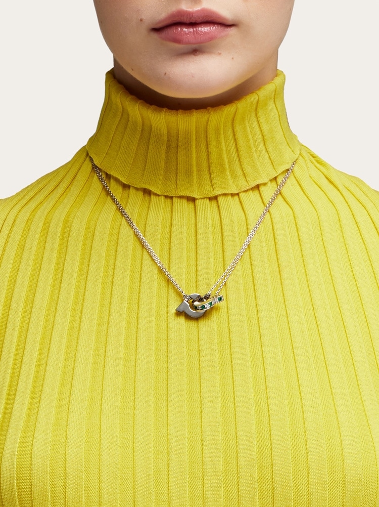 Double Gancini pendant necklace with crystals - Uhren und Schmuck 