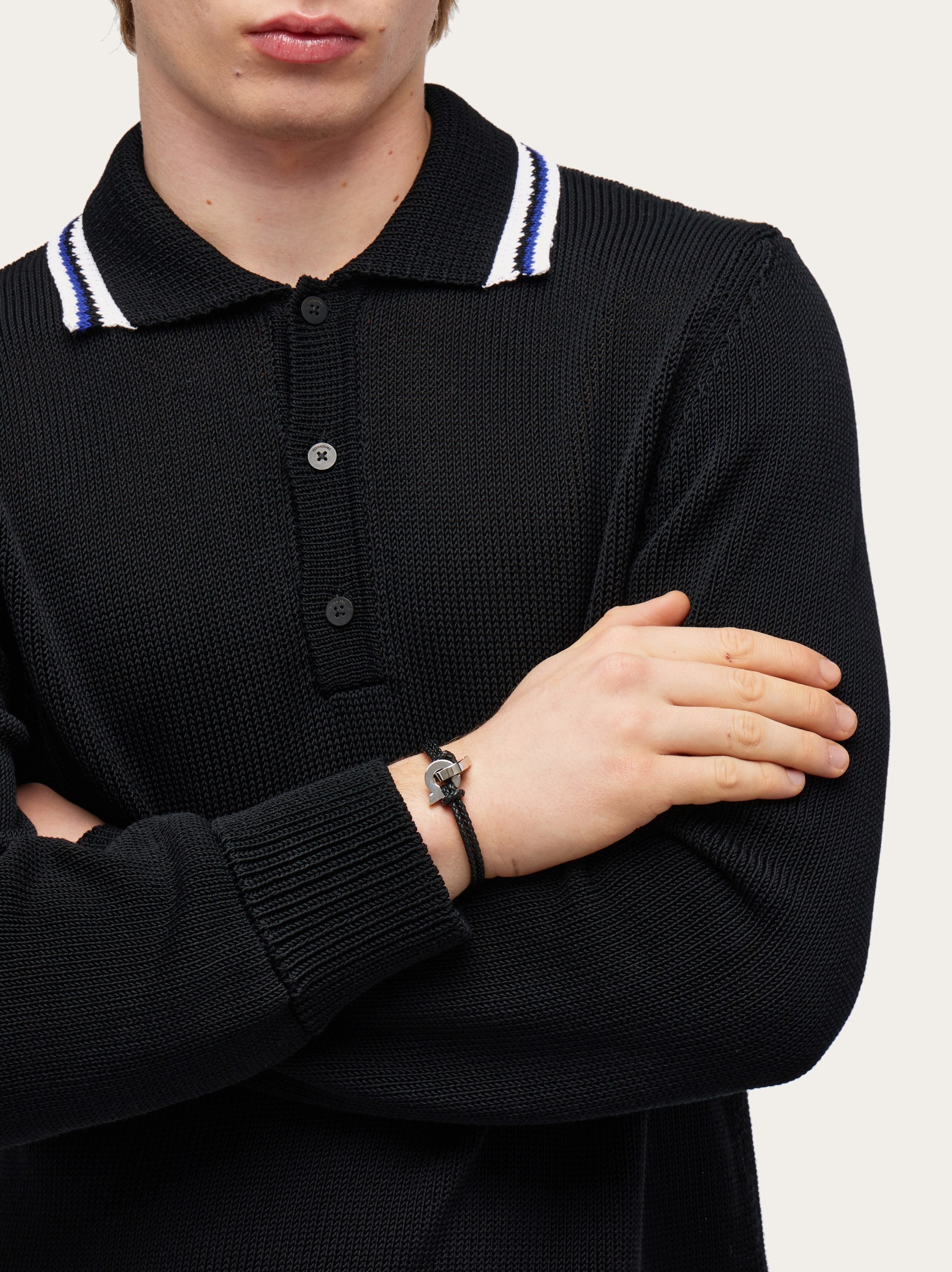 Bracelet with intertwined Gancini (18cm) - Men | Ferragamo
