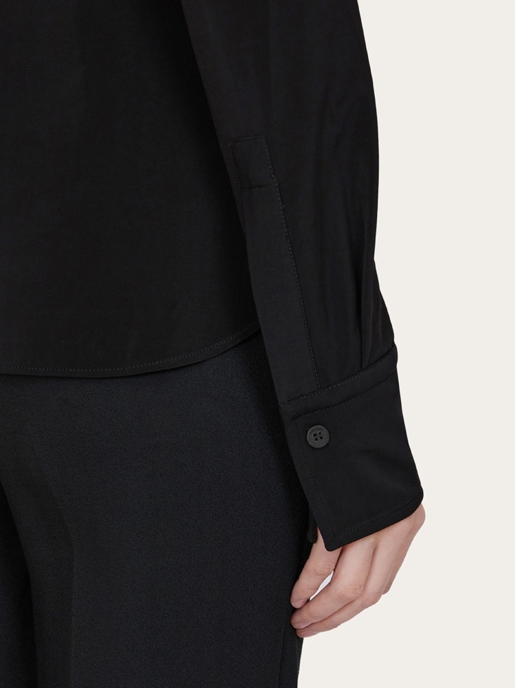 Slim fit jersey shirt with studded collar - Ready to Wear - Women 