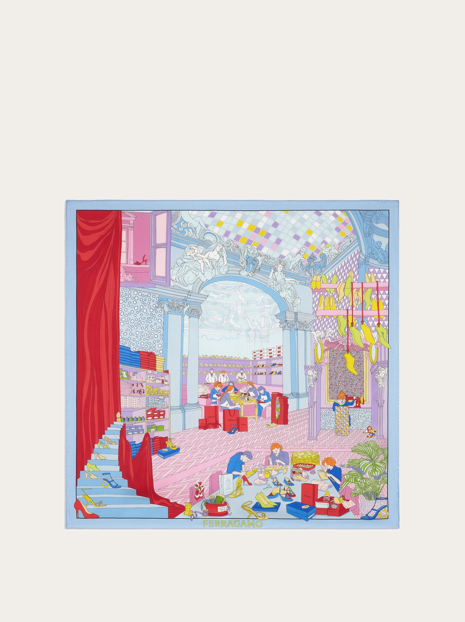 Atelier print silk scarf - Women | Ferragamo